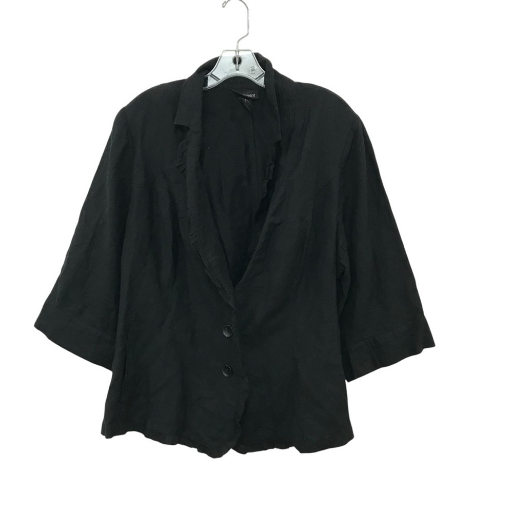 Lane Bryant Black Women's Size 20 Jacket Linen Blend 3/4 Sleeve Tie Back
